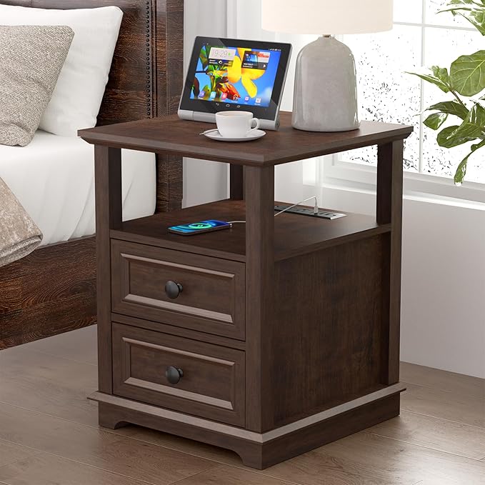 18" Wide End Table with Fast Charging Station Set of 2, 18” Wide Sofa Side - Image 7