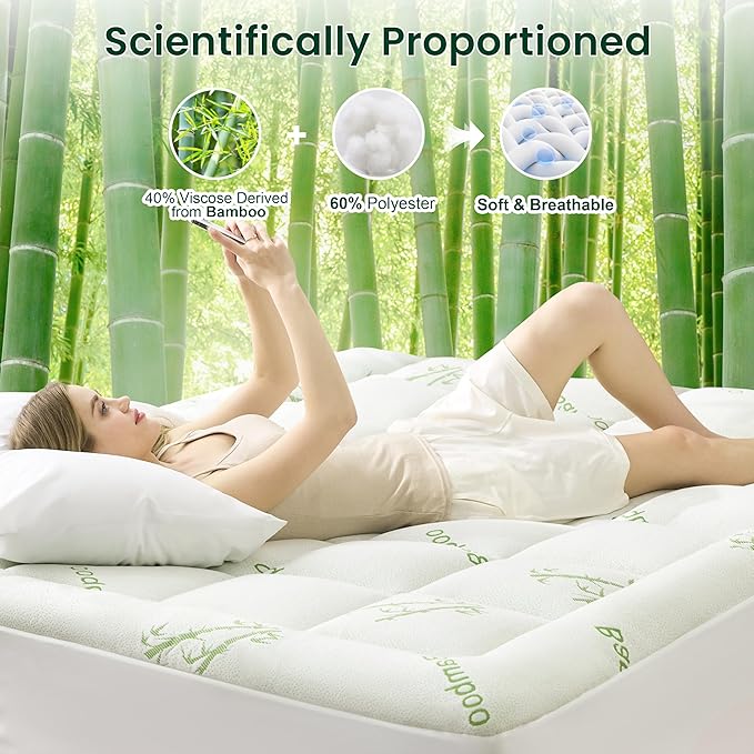 Love's cabin King Size Mattress Topper, Rayon Derived from Bamboo, 900 GSM - Image 4