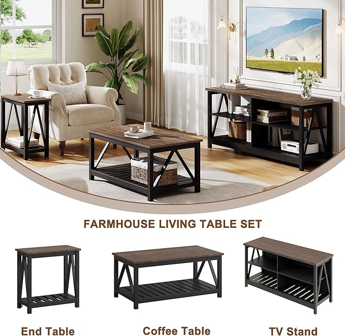 ChooChoo Farmhouse TV Stand for TVs up to 55 Inch, Modern Entertainment Center - Image 6