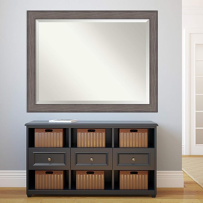 Amanti Art Grey Wall Mirror 35x45 Country Barnwood Rectangle Bathroom Mirror - Image 6