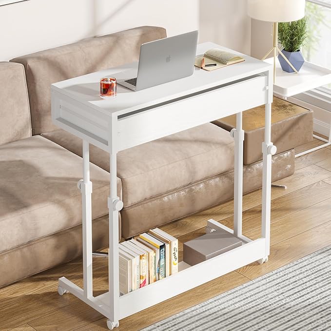 Tribesigns Portable Desk with Drawers, Mobile Laptop Desk with Wheels, Sofa - Image 3