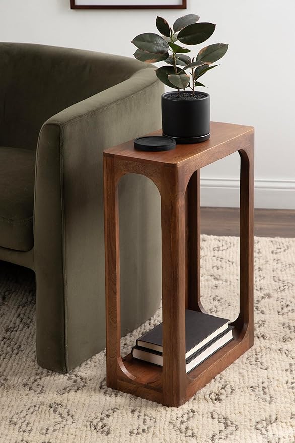 Kate and Laurel Dahl Modern Slatted Wooden Slim Side Table - Image 2