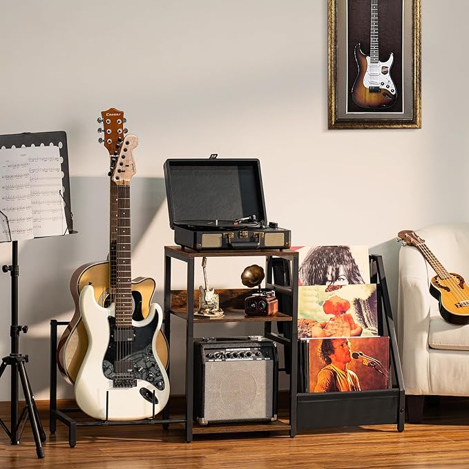 LELELINKY Record Player Stand, Adjustable Guitar Stand - Image 3