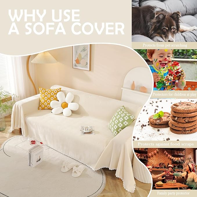 HANDONTIME Beige Sofa Covers Couch Covers - Image 4