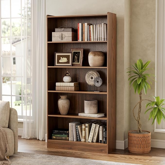 LITTLE TREE 72-Inch Tall Bookcase, 6-Tier Wooden Large Bookshelf, Wide Bookcase - Image 2