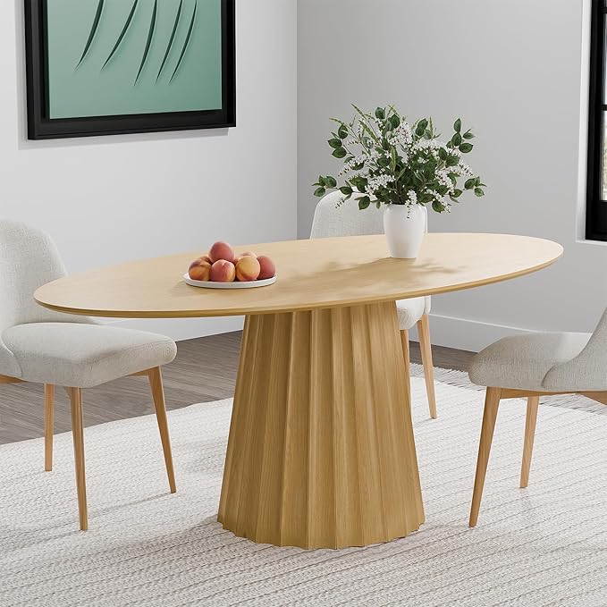 Casaphoria 67" Oval Dining Table, Modern Wood Kitchen Table by Casaphoria