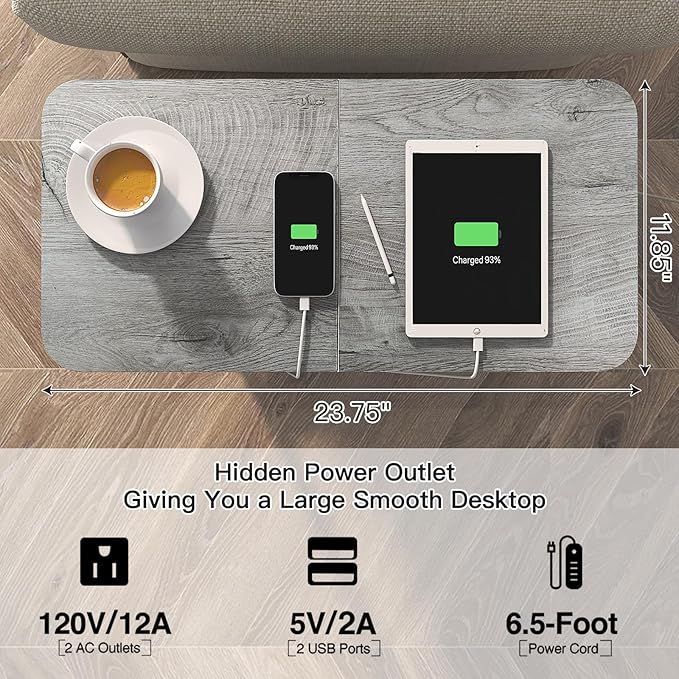 LIDYUK End Table with Charging Station, Nightstands Set of 2 - Image 3