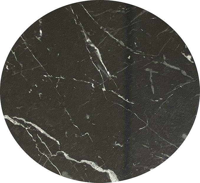 PAK HOME Set of 2 Black Marble End Tables Round Wood Sofa Side Coffee Tables - Image 7