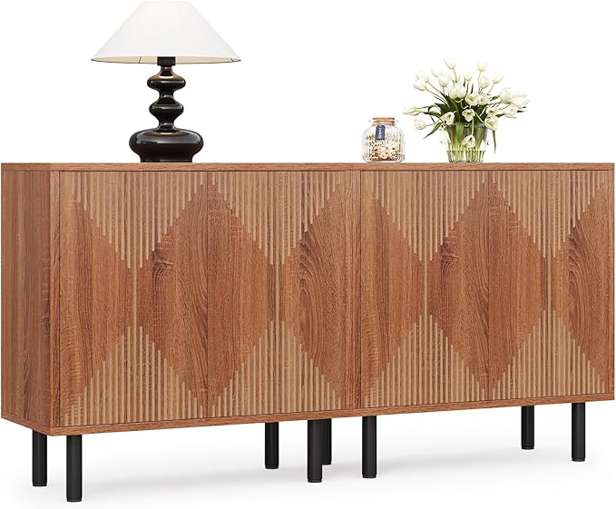 LITTLE TREE 59 Inches Long Sideboard Buffet Cabinet, Vintage Storage Cabinet by LITTLETREE