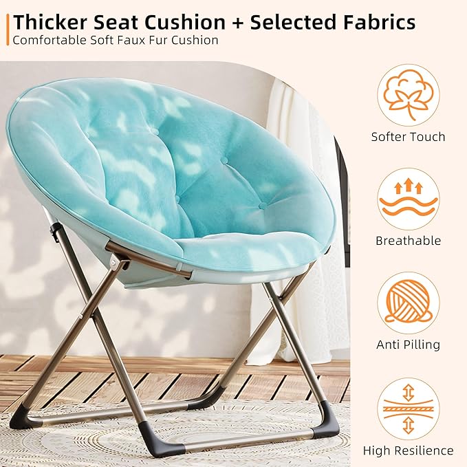 Comfy Saucer Chairs, Cozy Faux Fur Living Room Chair - Image 9
