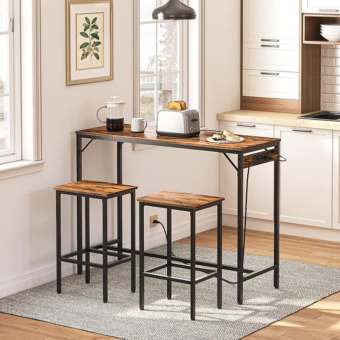 HOOBRO Bar Table and Chairs Set, 47.2" Dining Table Set - Image 5