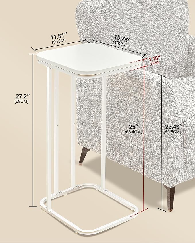 C Shaped End Table Set of 2, Small Side Table - Image 3