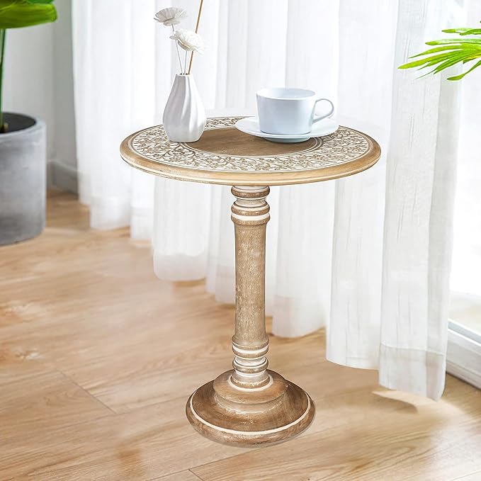 Lightnpro Handcrafted Wooden Single Pillar Table by Lightnpro