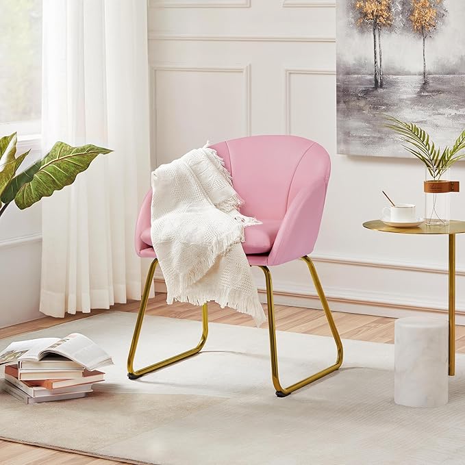 Yaheetech Modern PU Leather Armchair, Flower Shaped Makeup Chair Vanity Chair - Image 4