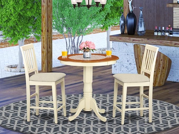 East West Furniture EDVN3-WHI-C 3 Piece Kitchen Counter Height Dining Set - Image 6