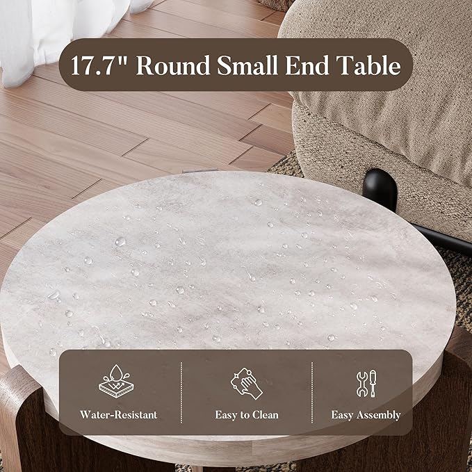 COSIEST Small Round Side Table, Modern 3-Leg Accent End Table - Image 4