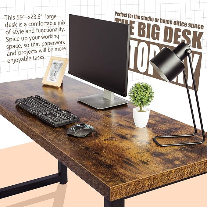 TOPSKY 59" Big Large Computer Office Desk 1.88" Thickness Desktop - Image 4