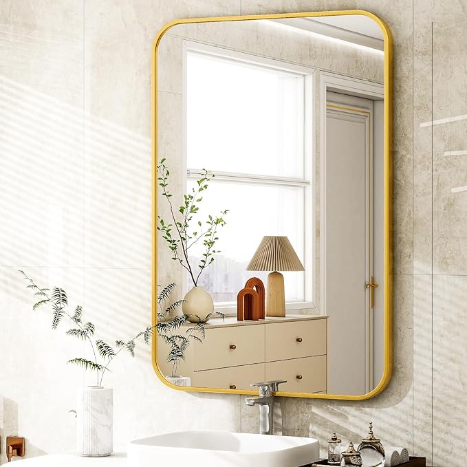 26 x 38 Inch Bathroom Mirror, Rounded Rectangular Vanity Mirror - Image 4