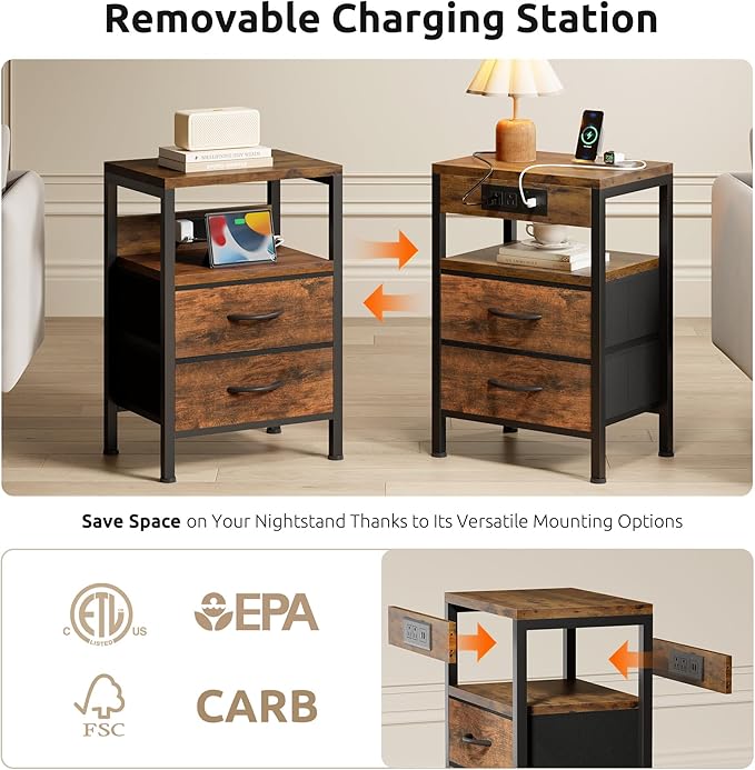 NightStand Bedside Charging Table Bedroom - Image 3