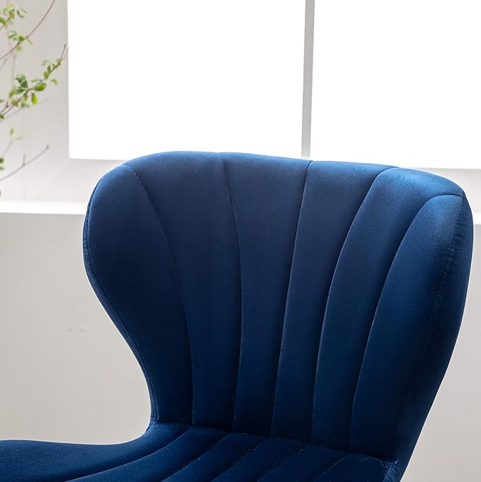 Roundhill Furniture Ellston Velvet Adjustable Swivel Barstools in Blue - Image 9