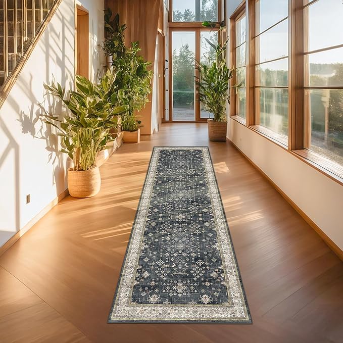 Black Washable Long Runners for Hallways, Entryway Indoor Rug, Non Slip Rubber - Image 6