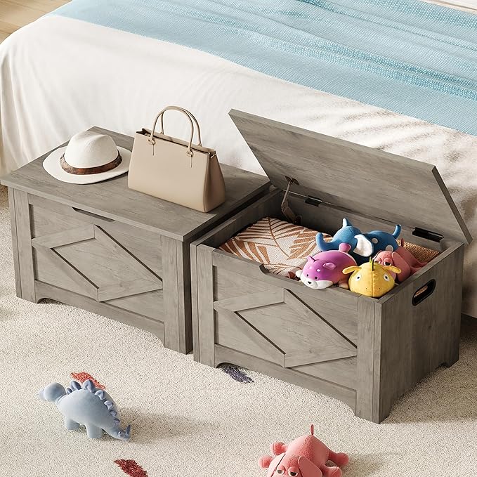 GarveeHome 23.6" Storage Chest, Wooden Storage Bench - Image 5