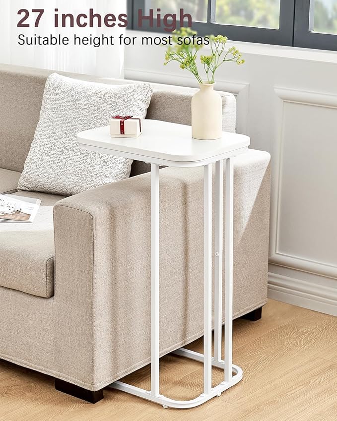 C Shaped End Table, 27 Inches High Small Side Table - Image 4