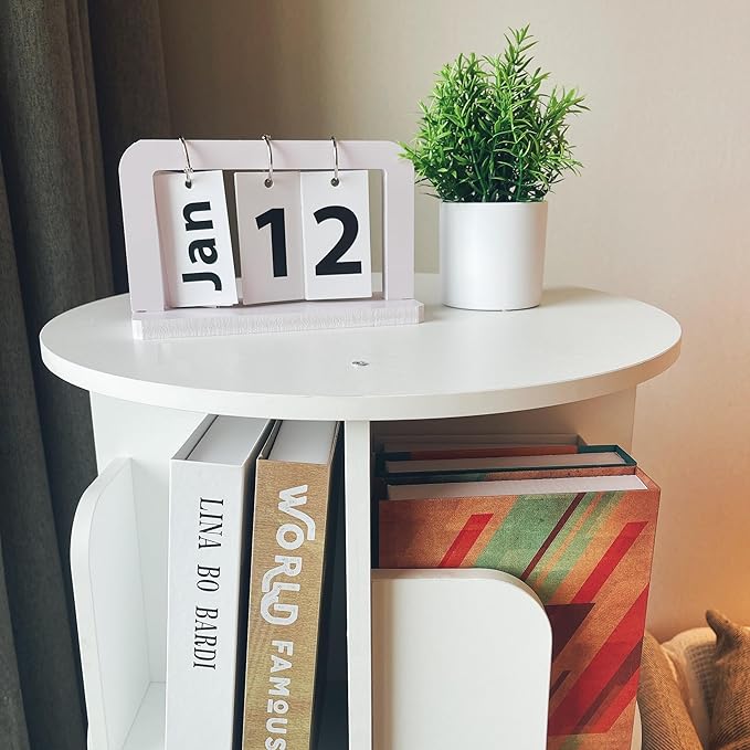Heehee Rotating Bookshelf 360 Display Floor Standing Bookcase Storage Rack - Image 5