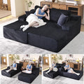 Oversized 79” Double Chaise Lounge Sofa Bed, Deep Seat Corduroy Cloud Loveseat by WHGBJA