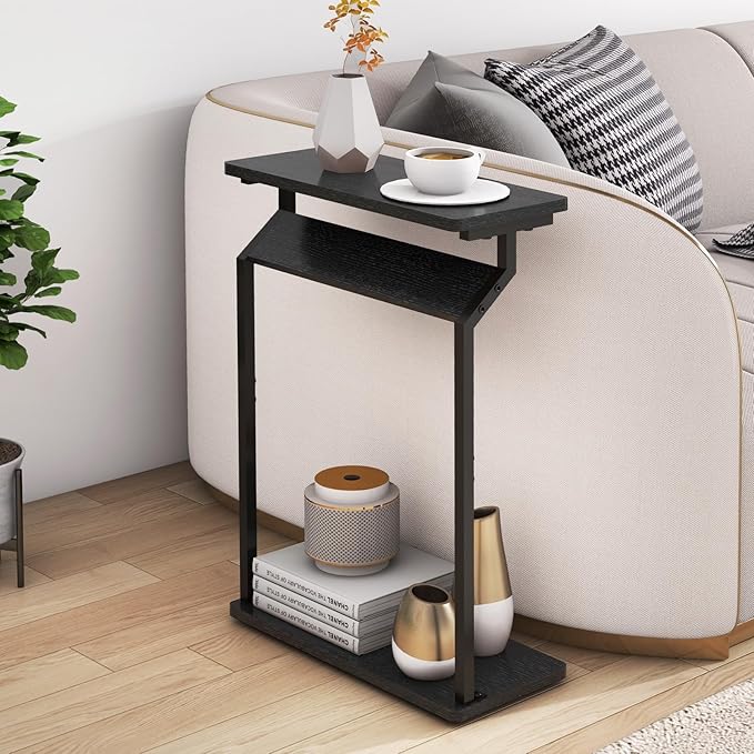 Narrow Side Table for Small Spaces, Small End Table, Slim Couch Tray Tables by Livofloral