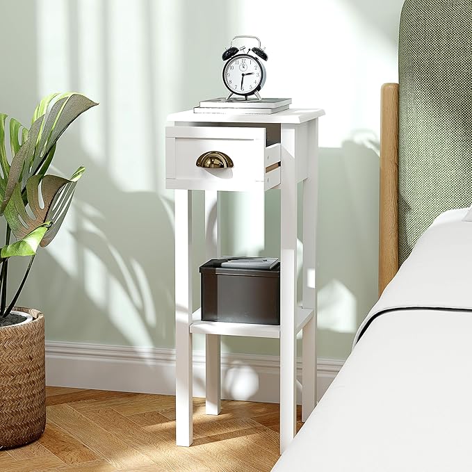 HOMCOM 2-Tier Side Table with Drawer, Narrow End Table with Bottom Shelf - Image 7