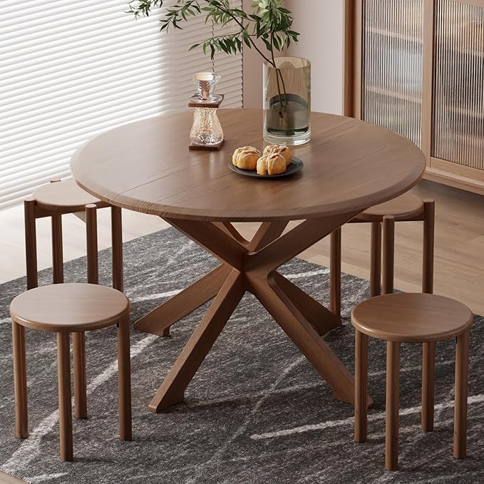 Stackable Stools Set of 4, Wooden Stool 18 Inch Stool Stackable Side Tables - Image 5