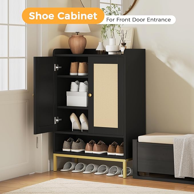 Rattan Shoe Cabinet Storage for Entryway, Shoe Cabinet - Image 9