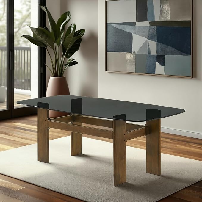 Armen living Ileena Mid-Century Modern 79 in. Rectangle Wood Dining Table in by ArmenLiving