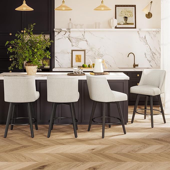 Counter Height Bar Stools Set of 4, Modern Swivel Barstools by ErdoruLiving