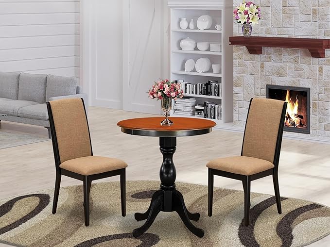 East West Furniture ESLA3-BCH-47 3 Piece Modern Dining Table Set Contains a - Image 2