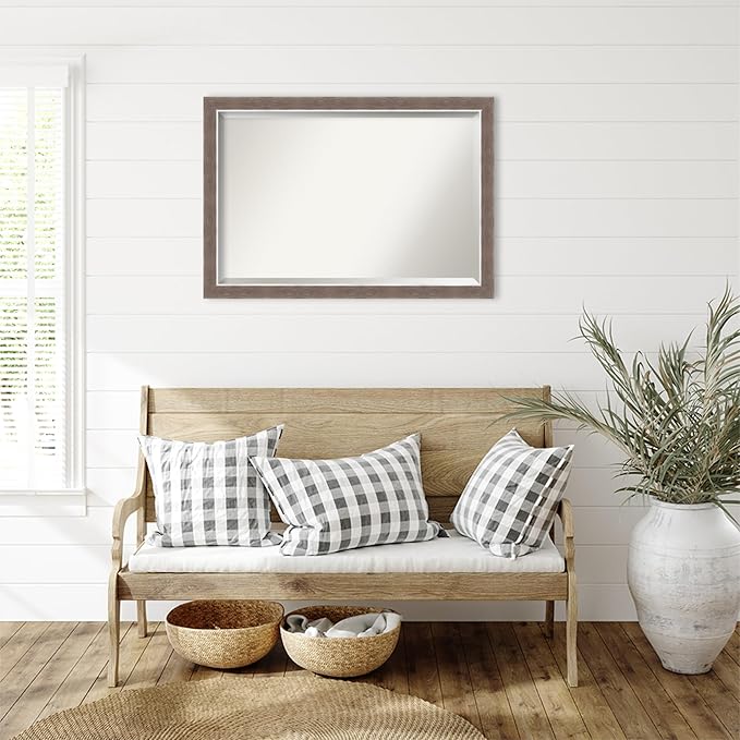 Amanti Art Brown Wall Mirror 28x40 Noble Mocha Rectangle Bathroom Mirror - Image 4