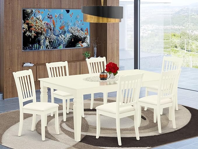 East West Furniture LGDA7-LWH-C 7 Piece Modern Dining Table Set Consist of a - Image 2