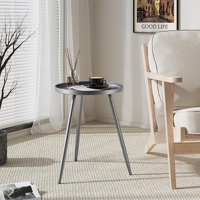 Apicizon 16" Round Side Table Set of 2, Metal End Table - Image 2
