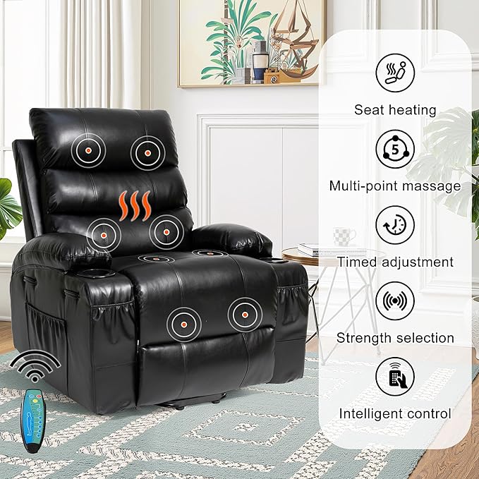 Recliner Chair Power Lift Massage Chair Full Body 21" Large Size Electric - Image 4