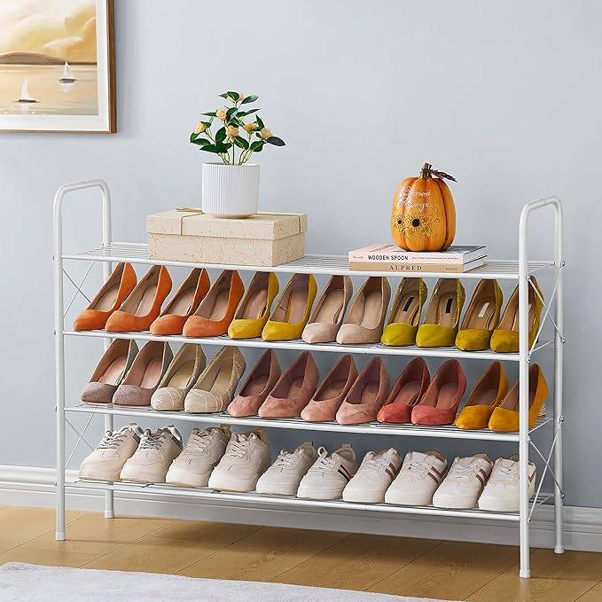 Hoctieon 4 Tier Mesh Style Shoe Rack, Entryway Shoe Shelf, Shoe Storage - Image 4