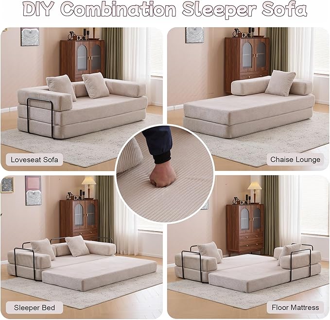 Convertible Sofa Bed, Compression Futon Sofa - Image 5