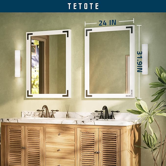 TETOTE 24 x 32 White Wood Mirror - Image 7