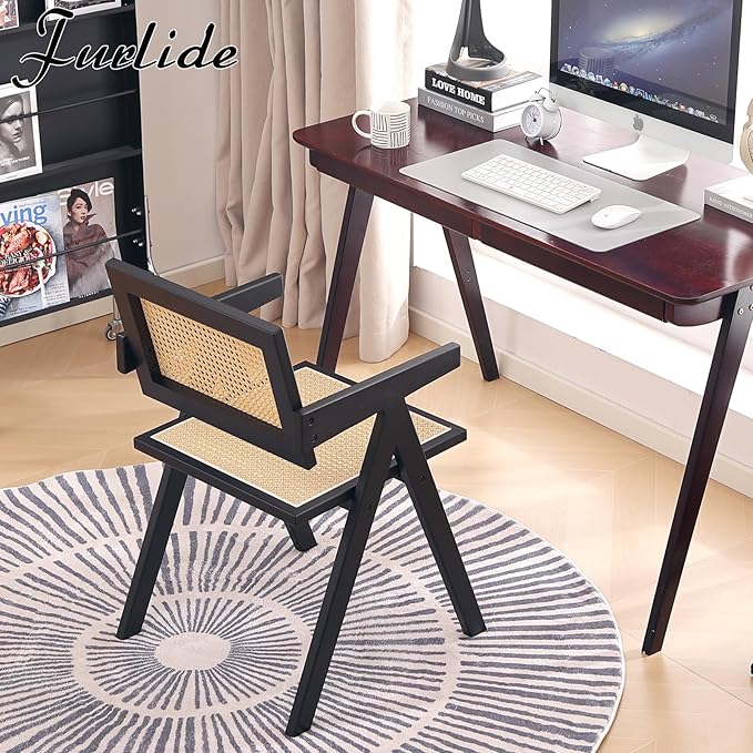 Rattan Dining Chairs Set of 2, Modern Mid Century Dining Chairs - Image 8