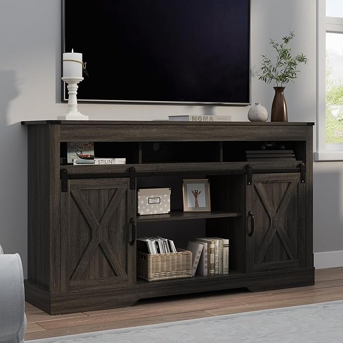 RoyalCraft Farmhouse TV Stand for 23" Fireplace, Dark Grey by Bringyoubetterlife
