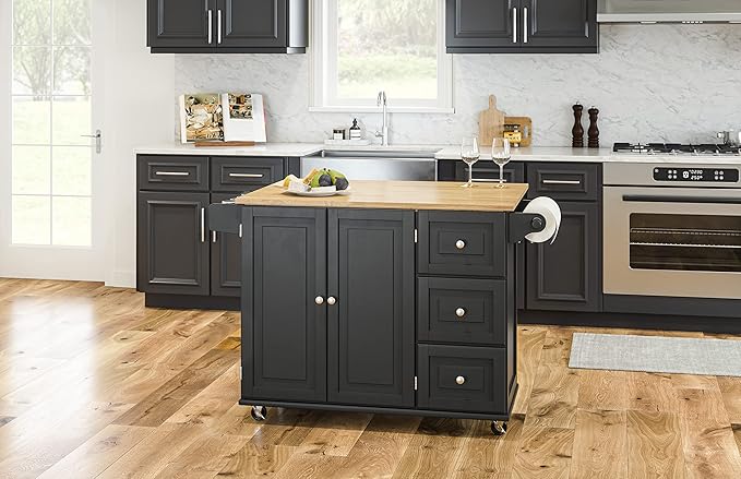 Homestyles Dolly Madison Black Mobile Kitchen Island Cart - Image 3