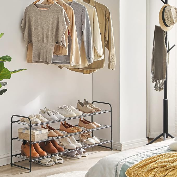 YMYNY Freestanding Shoe Racks, 3 Tiers Stackable & Adjustable Shoe Storage Shelf - Image 5