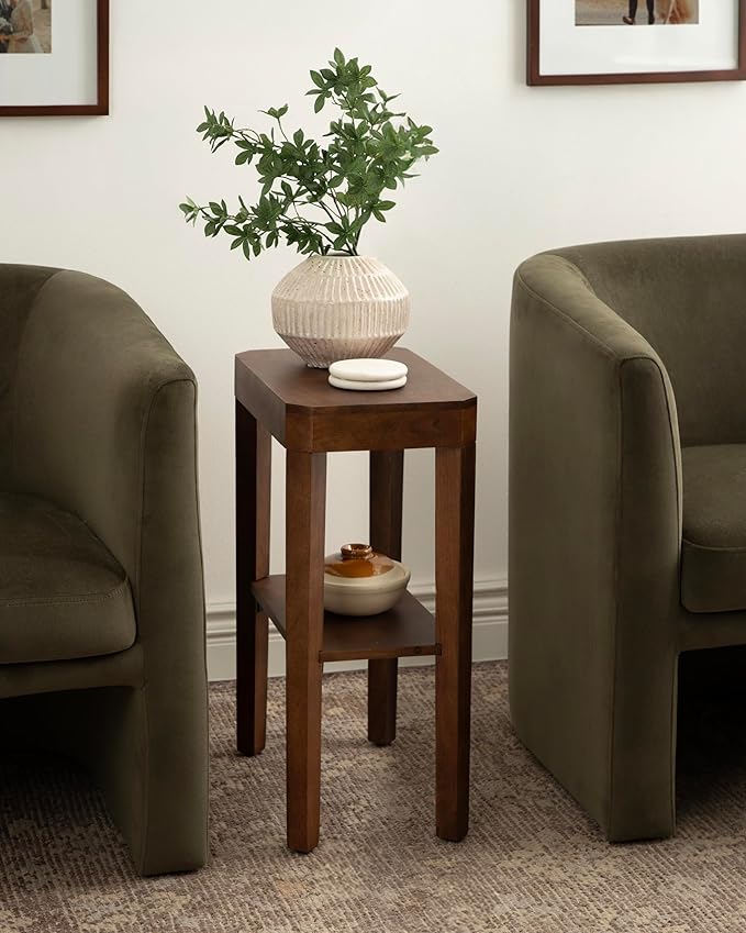 Kate and Laurel Talcott Modern Rectangle Wood Side Table, Walnut Brown - Image 2