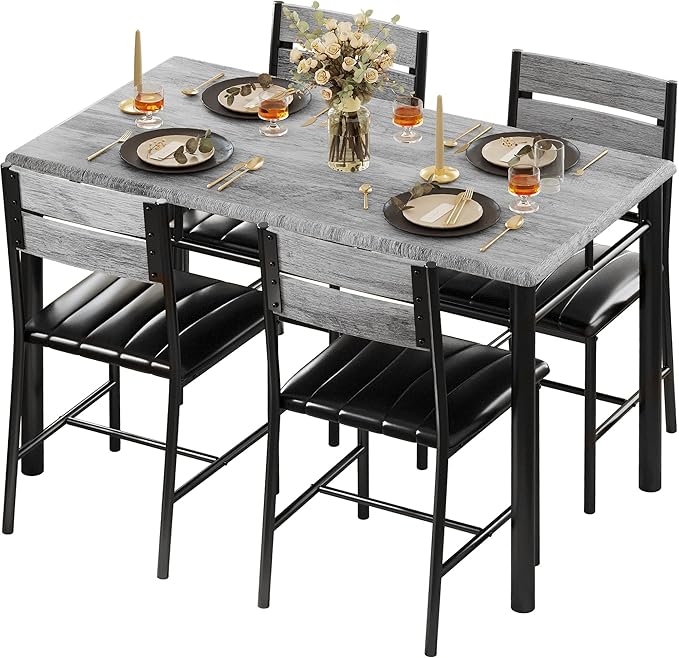 IRONCK Dining Table Set for 4, Wood Kitchen Table by IRONCK