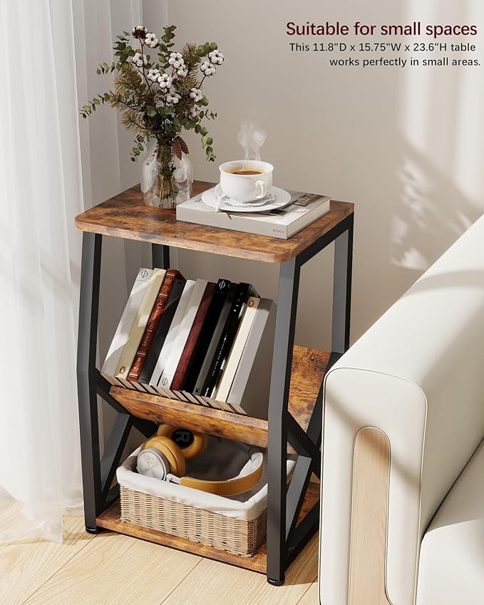 ALISENED Side Table, 3 Tier Narrow End Table - Image 6